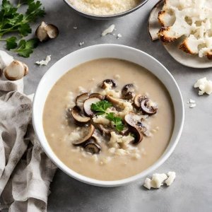 sopa de coliflor y champiñones